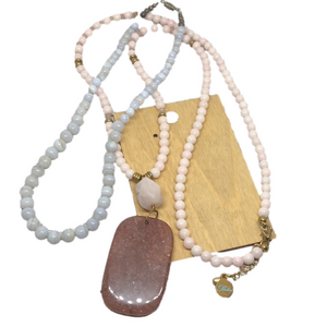 Fabulina long stone statement necklace free vintage necklace